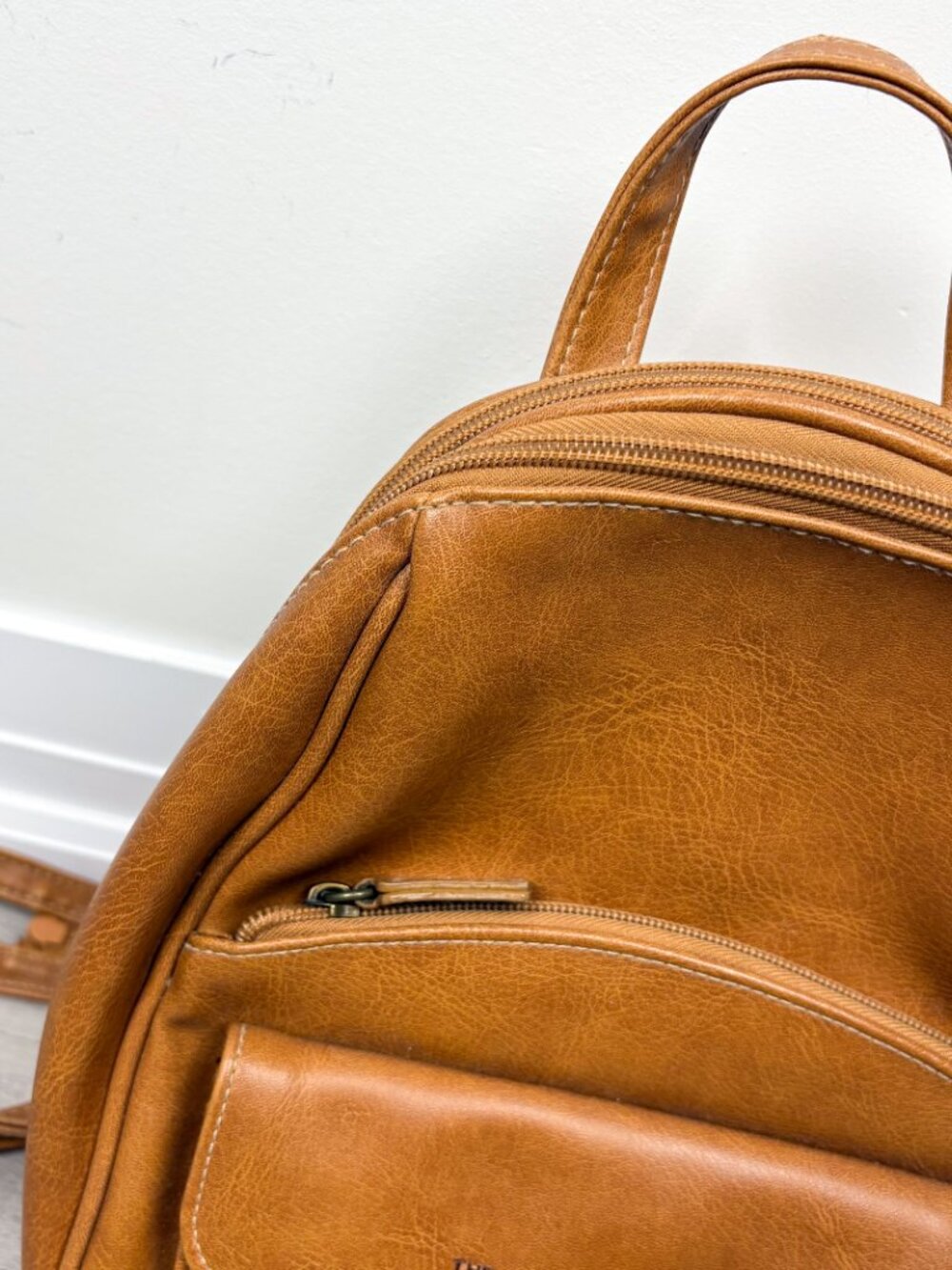 The Stone Reaction Womens Faux Leather Mini Backpack Tan Bag - Picture 3 of 7